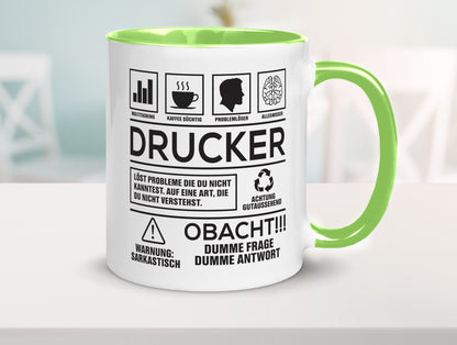 Achtung Probleme Drucker | Druckerei Print Medien Humor Geschenkidee Tasse