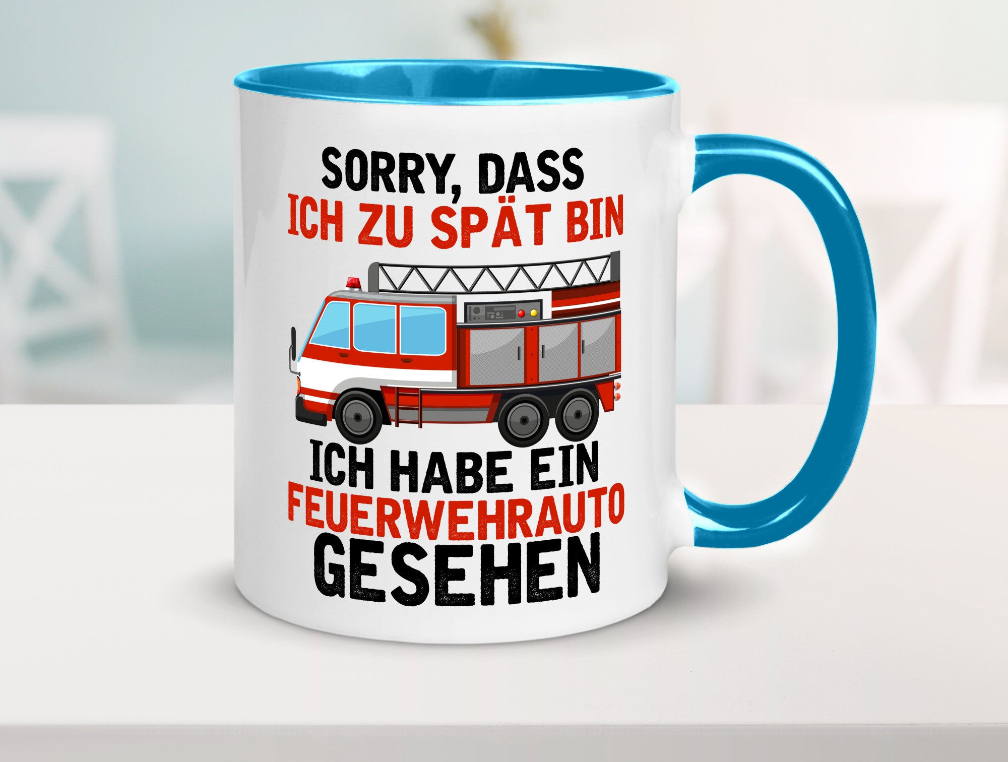 Ich hab ein feuerwehrauto gesehen | lustig Humor Geschenkidee Geschenk Tasse