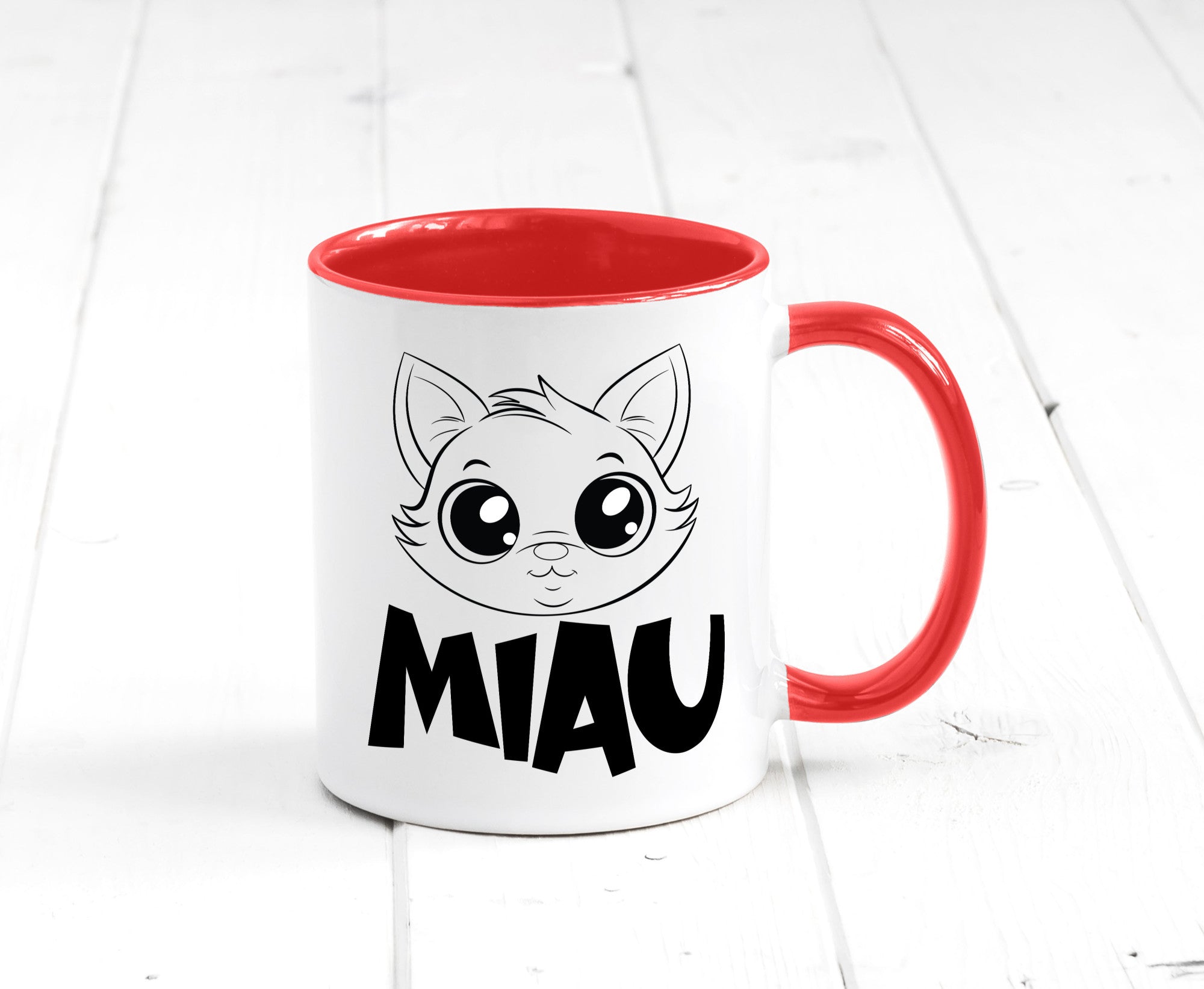 Miau | Katze Geschenkidee Tierliebhaber Humor Tasse