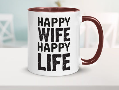 Happy Wife | Ehemann Tasse Ehefrau Humor Statement Geschenkidee
