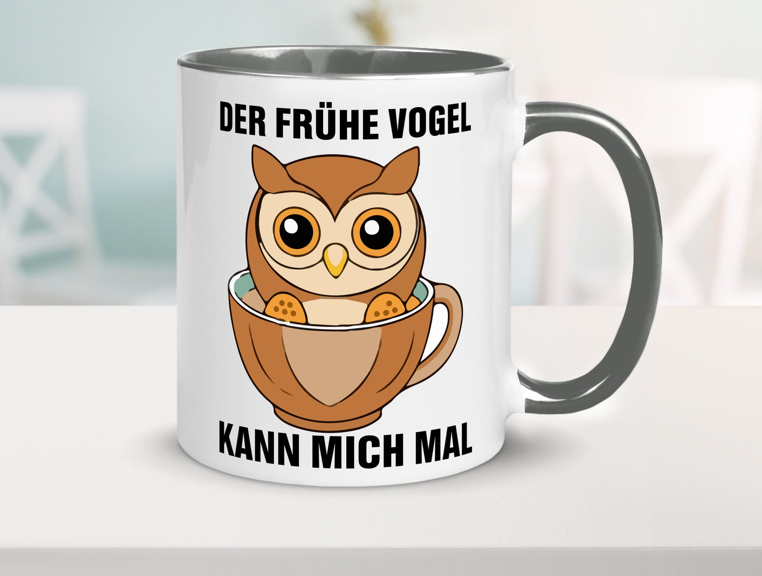 Der frühe Vogel kann mich mal | Eule Morgenmuffel v2 lustiger Spruch Geschenk