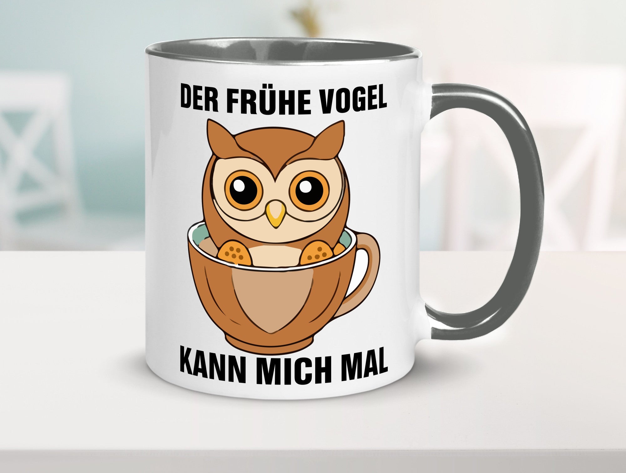 Der frühe Vogel kann mich mal | Eule Morgenmuffel v2 lustiger Spruch Geschenk
