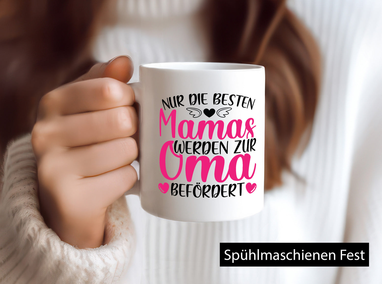 Mamas zur Oma befördert | Herzen Flügel Humor Familie Geschenkidee Tasse