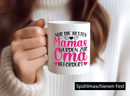 Mamas zur Oma befördert | Herzen Flügel Humor Familie Geschenkidee Tasse