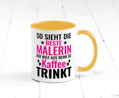 Kaffee trinkt: Malerin | Malerinnen lustiger Spruch Geschenk Humor Geschenkidee Tasse