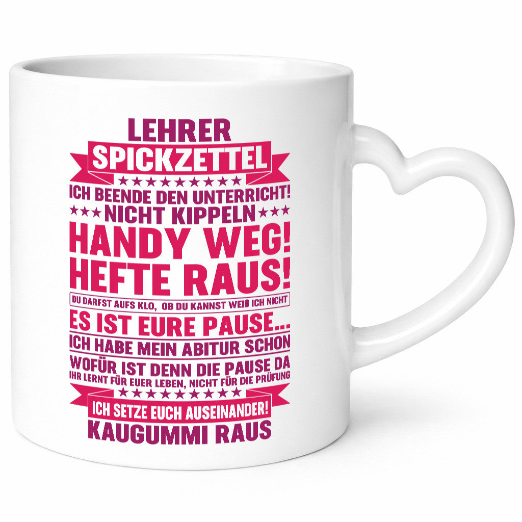 Lehrer Spickzettel | Beruf Tasse lustiger Spruch vl6 Geschenk Arbeit Kollegen
