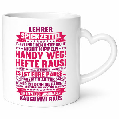 Lehrer Spickzettel | Beruf Tasse lustiger Spruch vl6 Geschenk Arbeit Kollegen