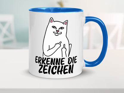 Erkenne die Zeichen | Katze Schatten Mittelfinger Geschenk Tierliebhaber Humor