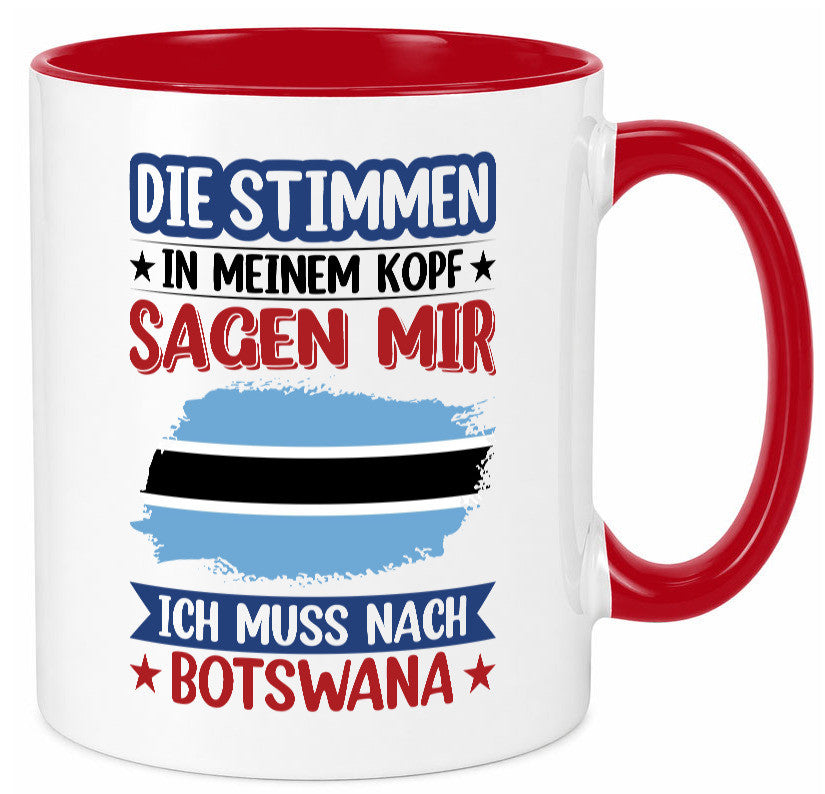 Botswana | Urlaub Stimmen in meinem Kopf Traumland Geschenkidee Humor Tasse