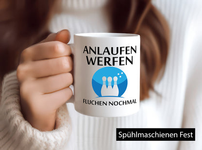Anlaufen werfen fluchen nochmal | Bowling Sport Geschenk Humor Geschenkidee