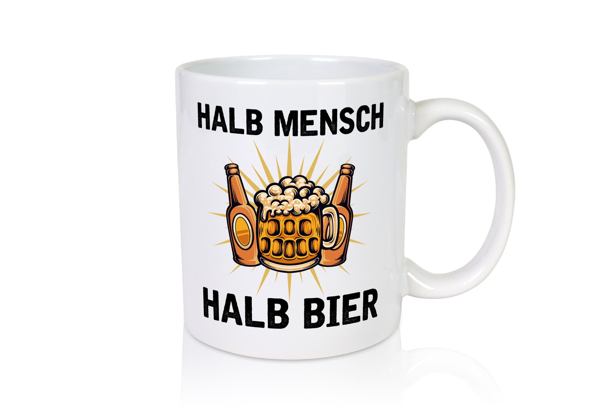 Halb Mensch Bier | Biertrinker v2 Geschenkidee Humor Tasse