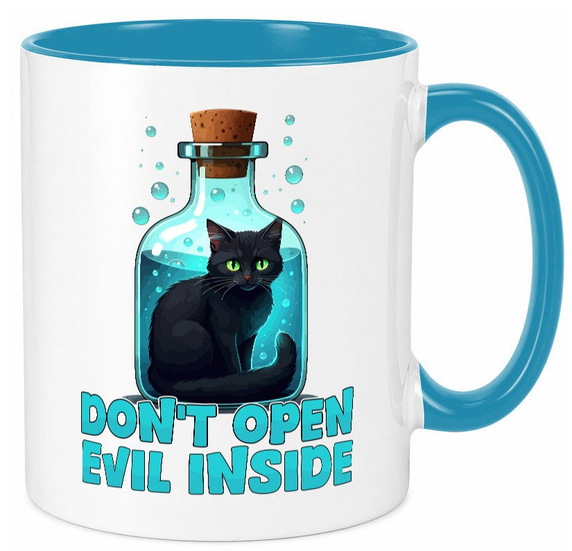 Dont open Evil inside | Böse Katze Schwarze Geschenkidee Tierliebhaber Humor Tasse
