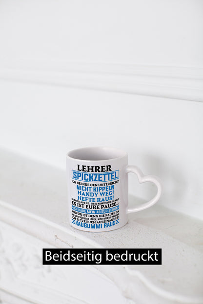 Lehrer Spickzettel | Beruf Tasse lustiger Spruch vl10 Geschenkidee Arbeit