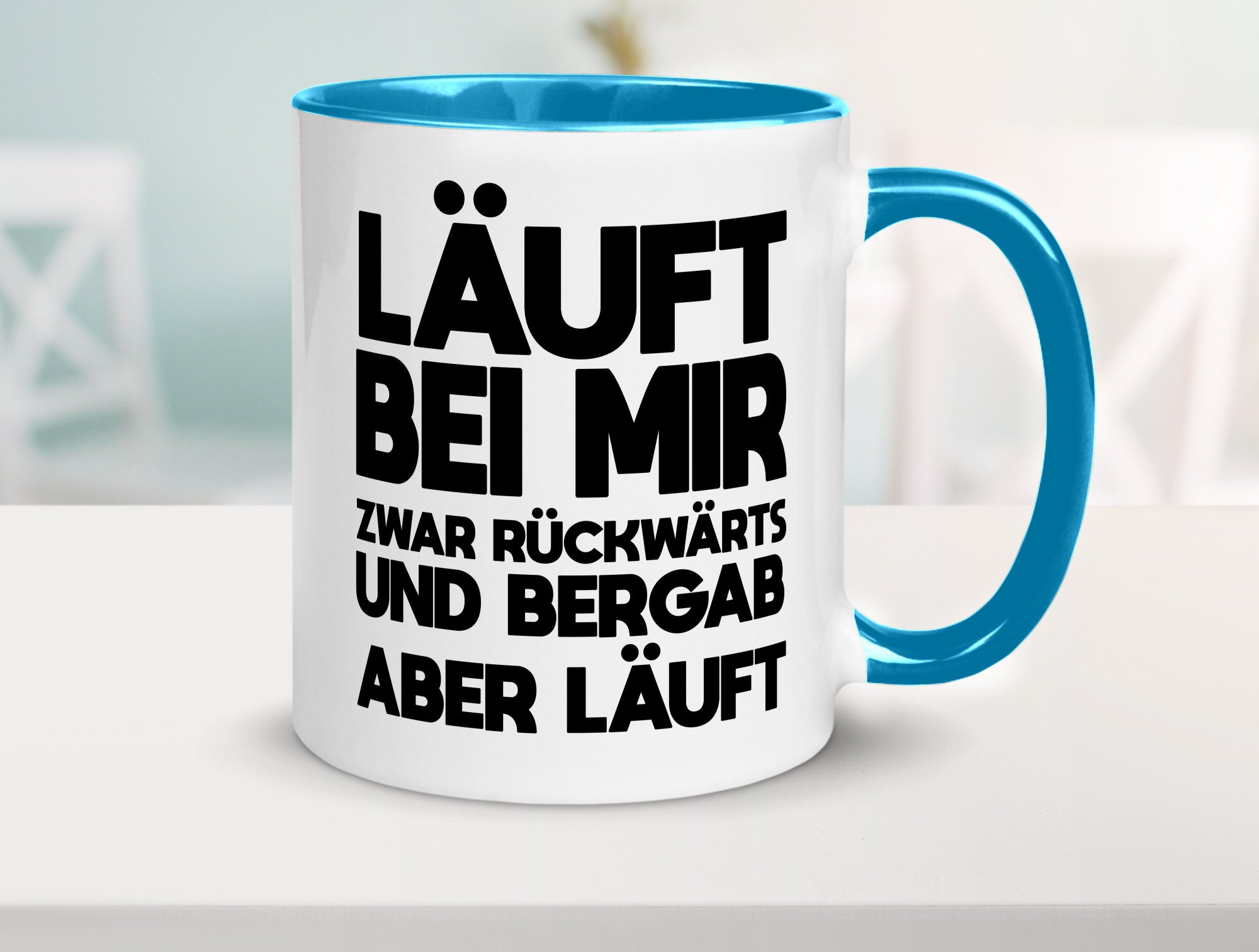 Läuft bei mir | Rückwerts aber Motivation Geschenkidee Humor Tasse