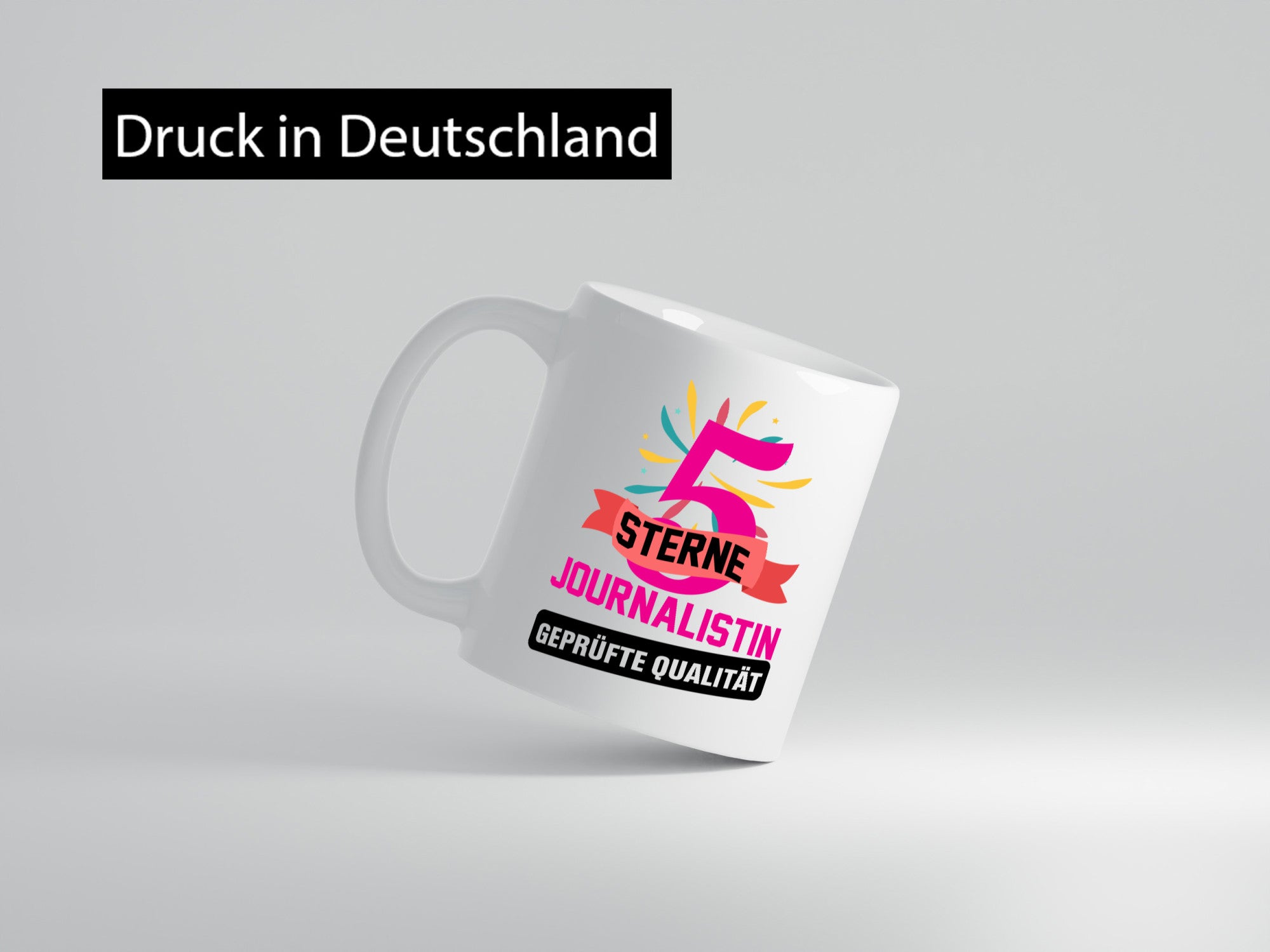 5 Sterne Journalist geprüfte Qualität Humor Geschenkidee Tasse