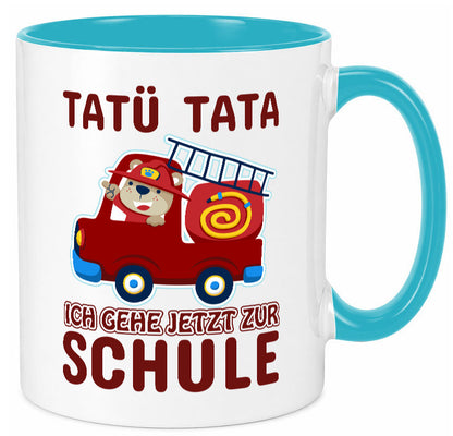 Bär in Feuerwehrauto | Tatü Tata Einschulung Tasse Humor Geschenkidee