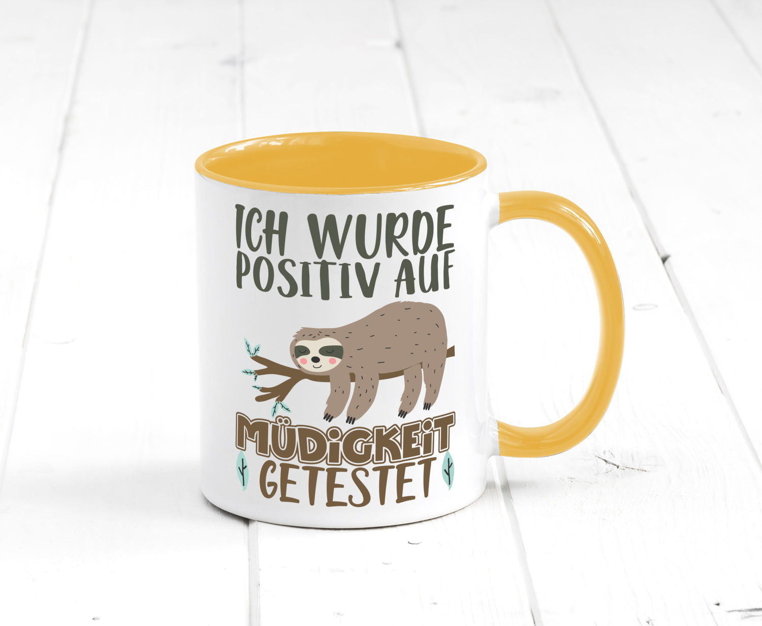 Positiv auf Müde getestet lustiger Spruch Geschenk Humor Geschenkidee Tasse