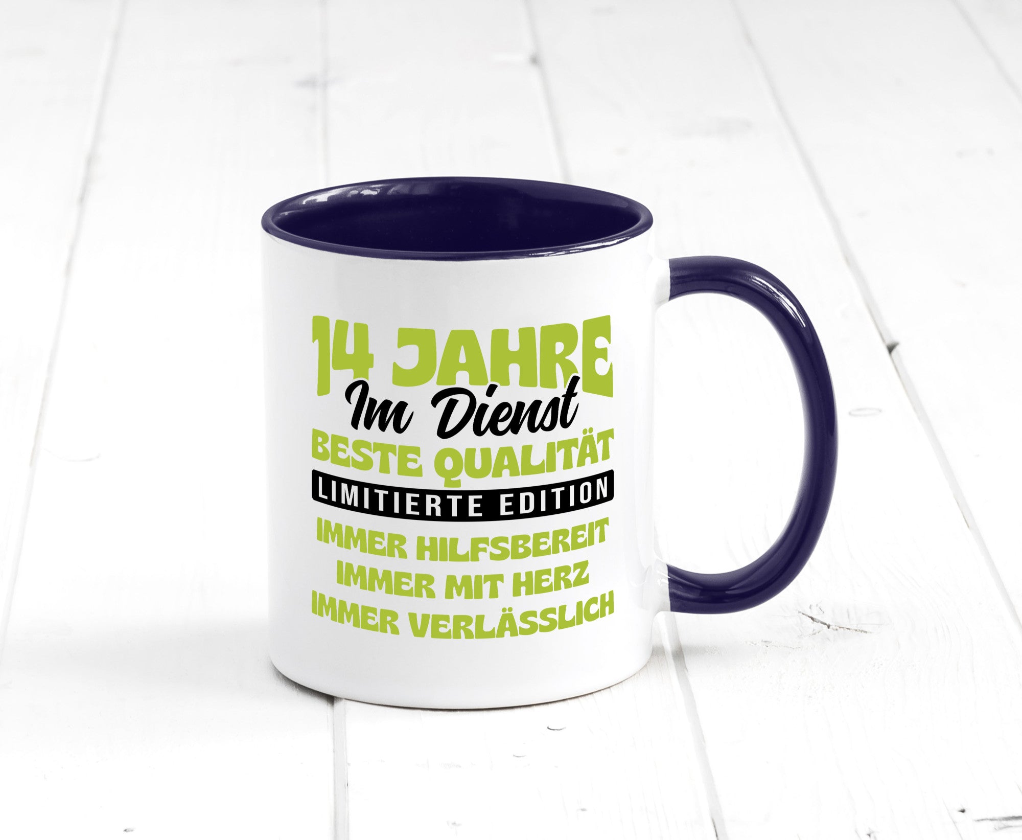 14 Jahre im Dienst | Jubiläum Arbeit v4 Geschenkidee Kollegen Büro Humor Tasse