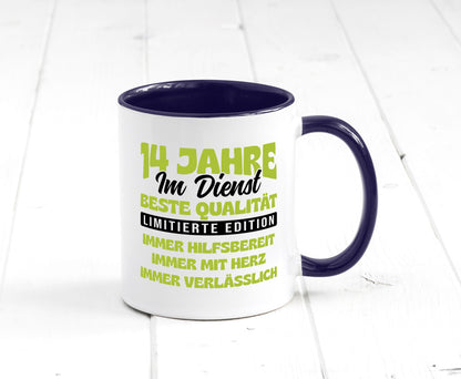 14 Jahre im Dienst | Jubiläum Arbeit v4 Geschenkidee Kollegen Büro Humor Tasse