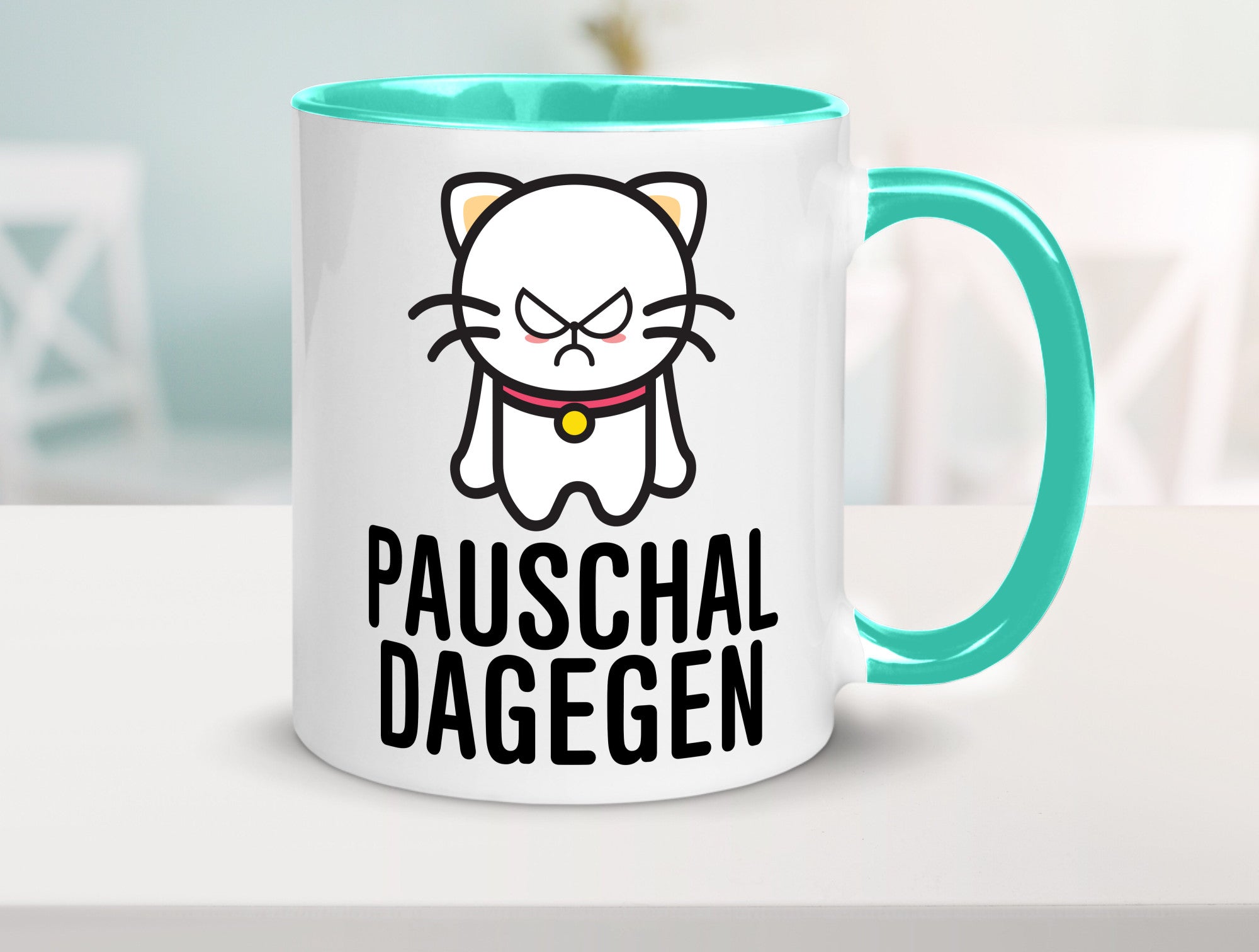Pauschal dagegen | Katze Wut Geschenk Tierliebhaber Humor lustiger Spruch Tasse