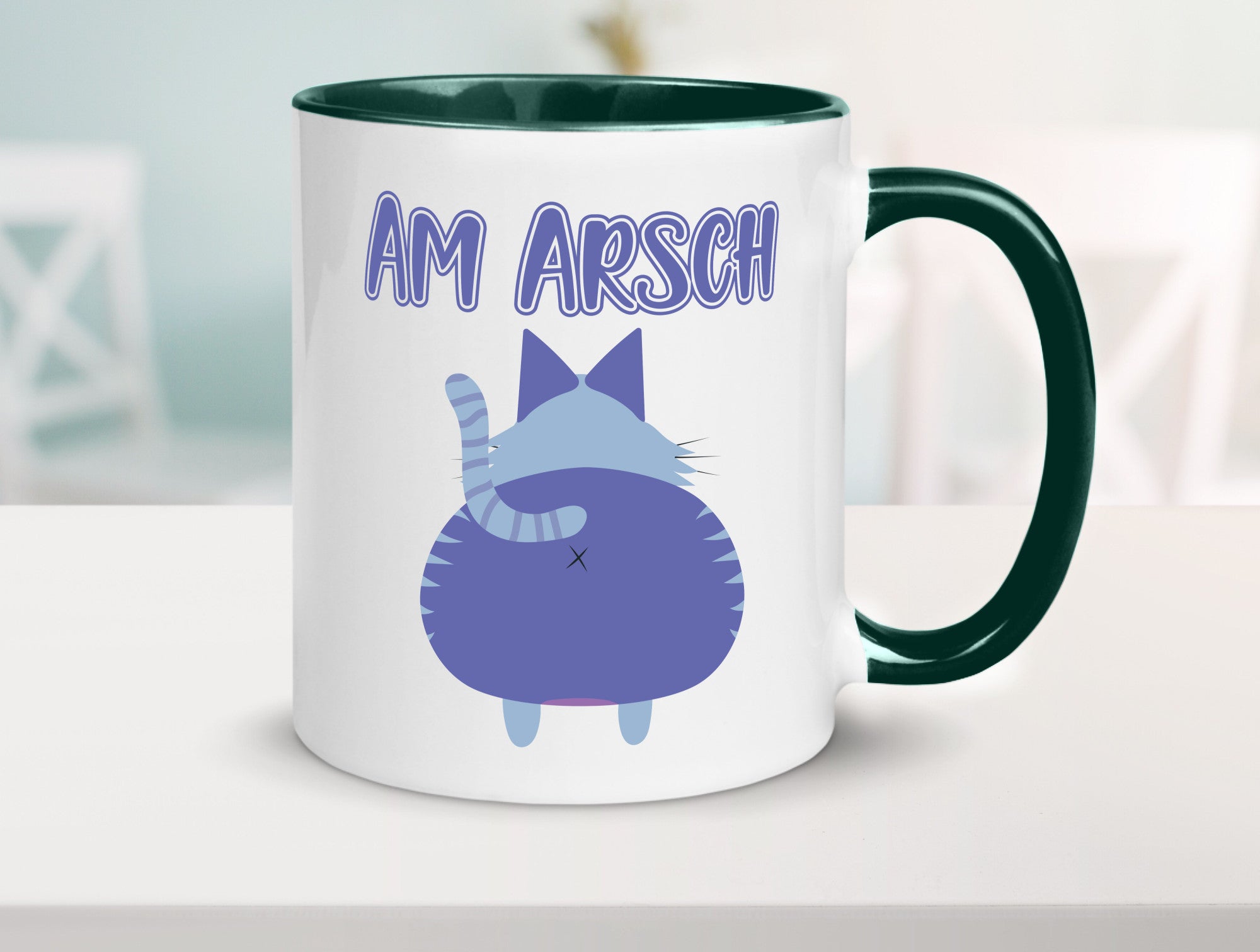 Am Arsch | Katzenmotiv Tasse Kollege Katzenbesitzer Geschenkidee Arbeit