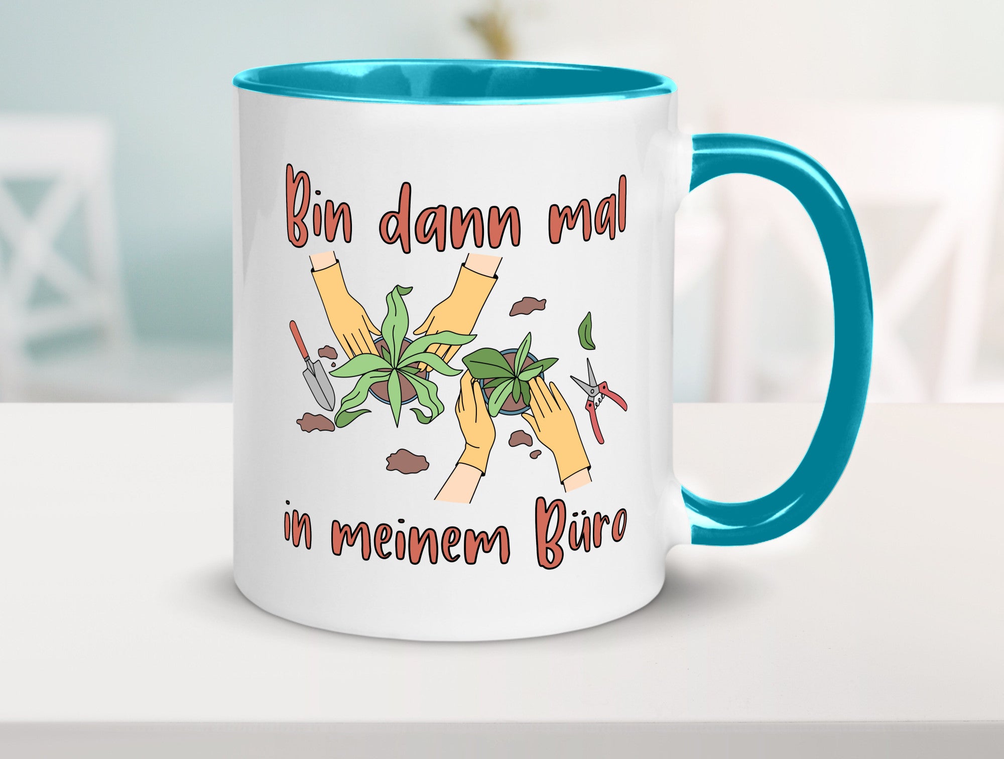 Bin im Büro | Gartenarbeit Pflanzen Humor Witz Geschenkidee Arbeit Kollegen