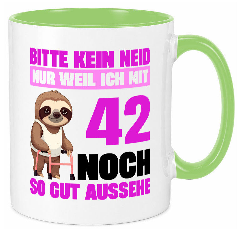 42. Geburtstag | Bitte kein neid Faultier 42 Jahre Geschenkidee Humor Tasse