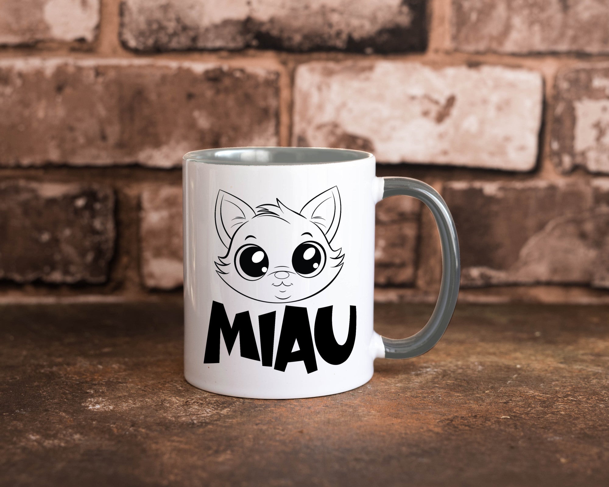 Miau | Katze Geschenkidee Tierliebhaber Humor Tasse