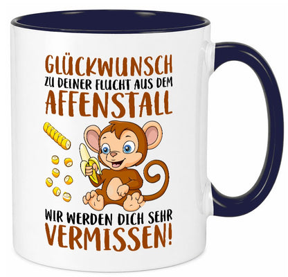 Glückwunsch zur Flucht | Affenstall Arbeitskollegen Geschenk Arbeit Kollegen Tasse