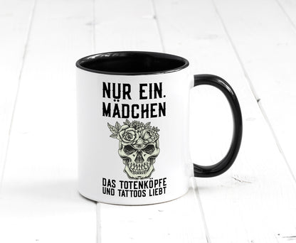 Mädchen |Tattoos und Totenköpfe | Tätowieren Rockabilly Humor Geschenkidee Tasse