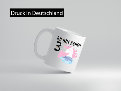 Ich bin schon 3 | 3. Geburtstag Kind Jährige Einhorn Geschenkidee Humor Tasse