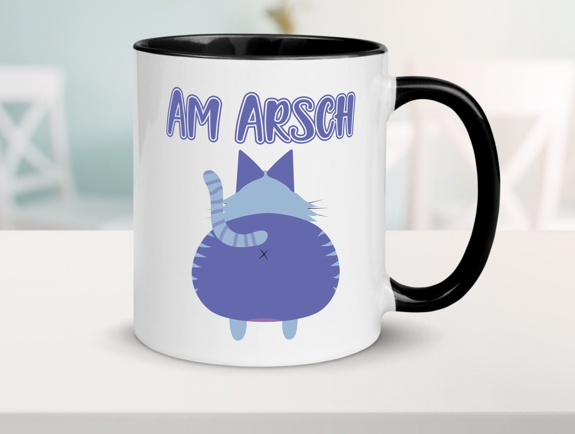 Am Arsch | Katzenmotiv Tasse Kollege Katzenbesitzer Geschenkidee Arbeit