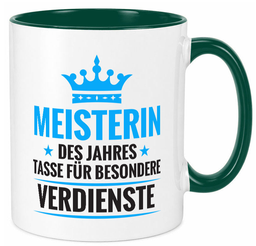Besonderer Verdienst: Meisterin | Meisterbrief Geschenkidee Humor Tasse