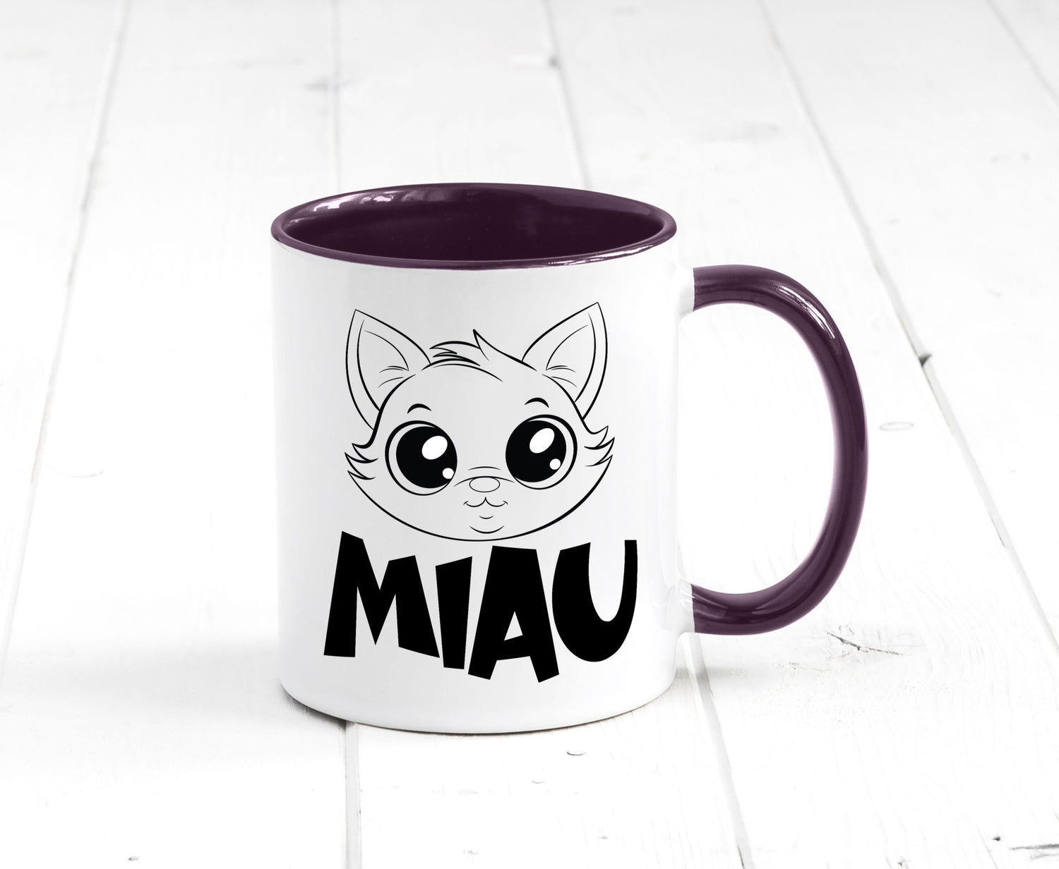 Miau | Katze Geschenkidee Tierliebhaber Humor Tasse