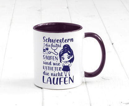 Schwestern die nicht saufen | Krankenschwester Alkolhol Geschenkidee Humor Tasse