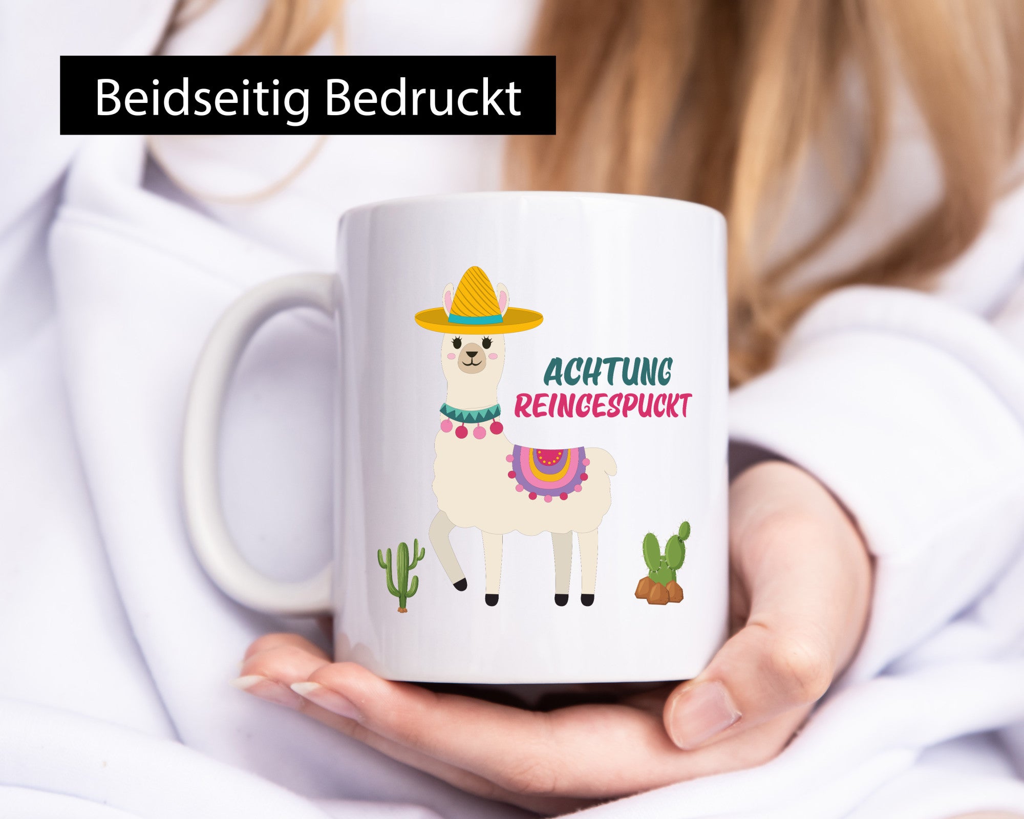 Achtung Reingeguckt | Lustiges Lama lustig Humor Geschenkidee Geschenk Tasse