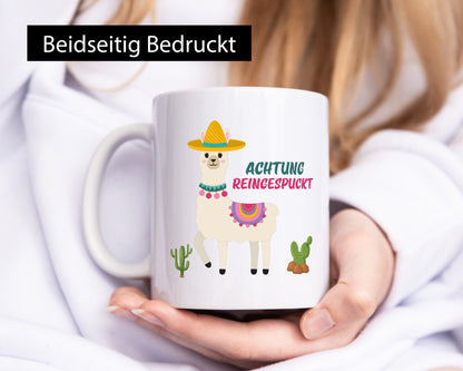 Achtung Reingeguckt | Lustiges Lama lustig Humor Geschenkidee Geschenk Tasse
