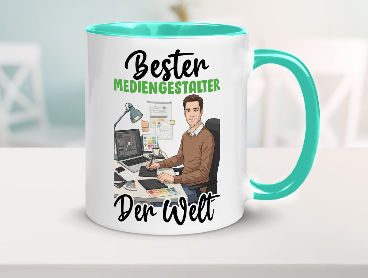 Bester Mediengestalter | Medien v2 Geschenk Humor Geschenkidee lustiger Spruch Tasse