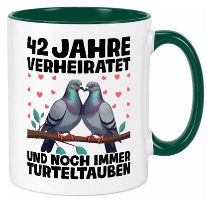 42 Jahre verheiratet | Turteltauben Ehe Ehepaar lustig Humor Geschenkidee Tasse