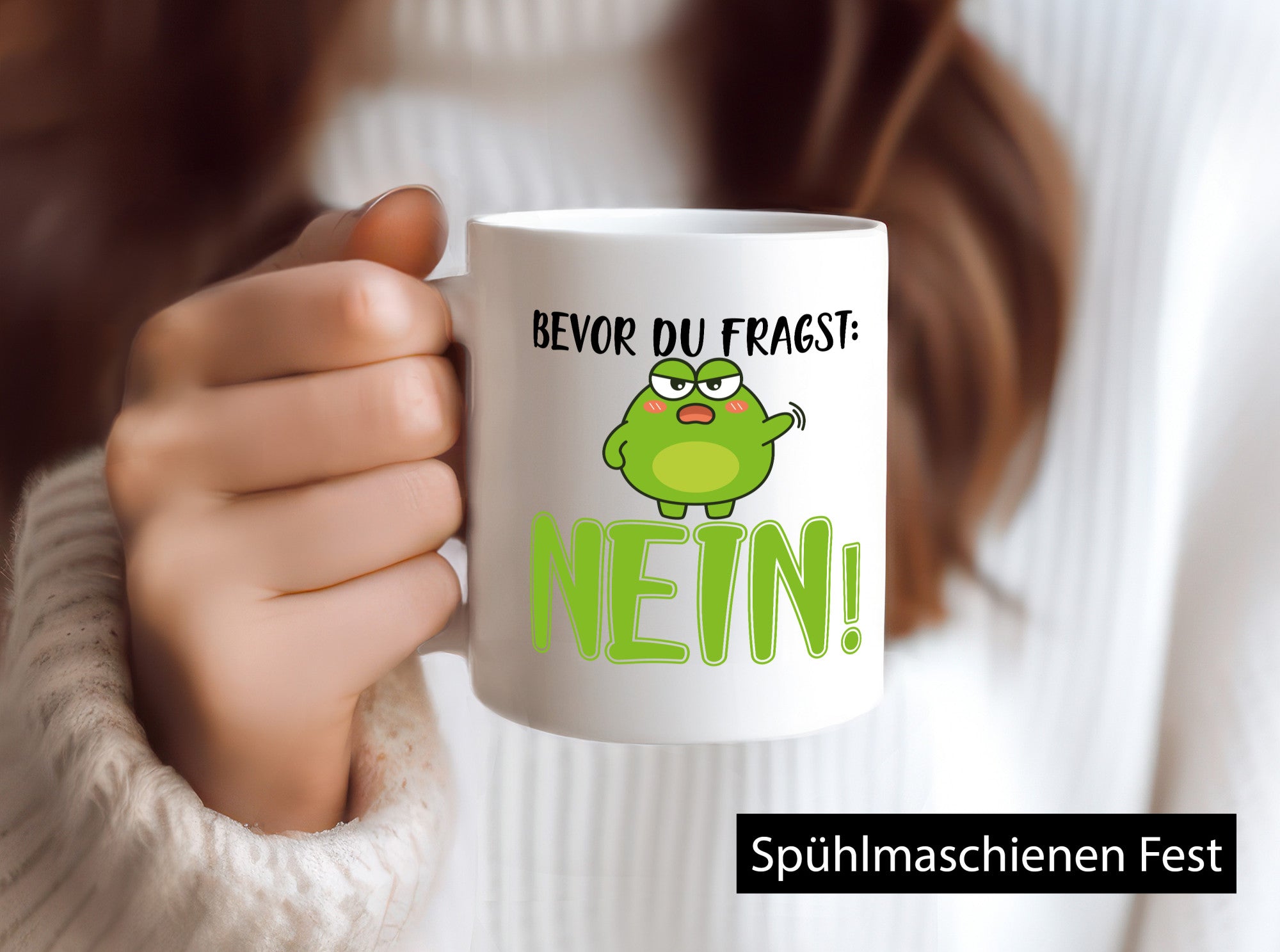 Bevor du fragst: Nein! | Frosch Tasse Büro Muffel Geschenk Arbeit Kollegen