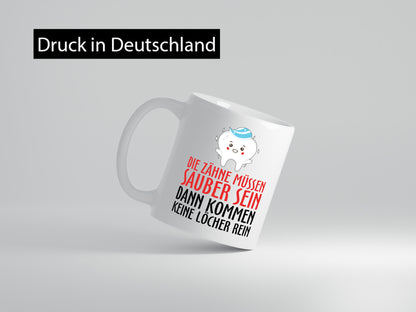 Sauber Zähne lustiger Spruch Geschenk Humor Geschenkidee Tasse