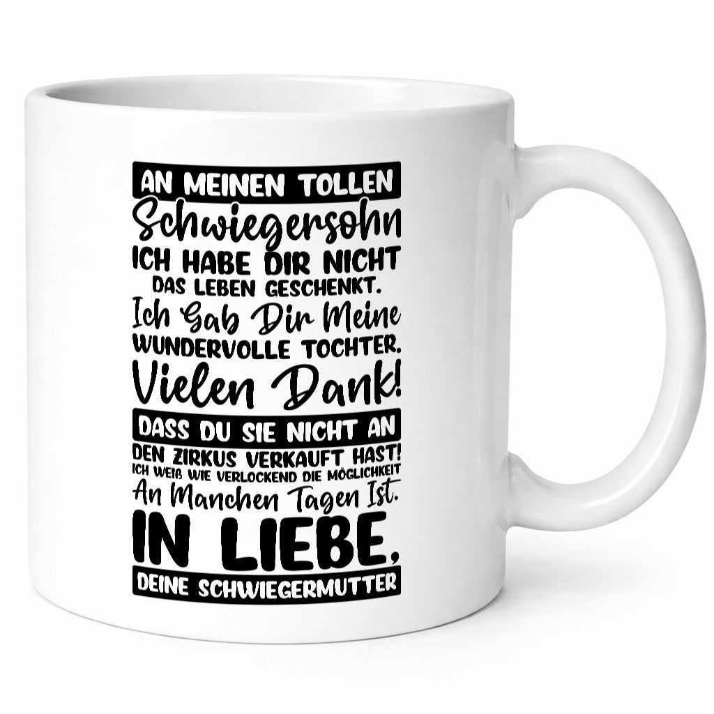 An meinen tollen Schwiegersohn vl1 Humor Familie Geschenkidee Tasse