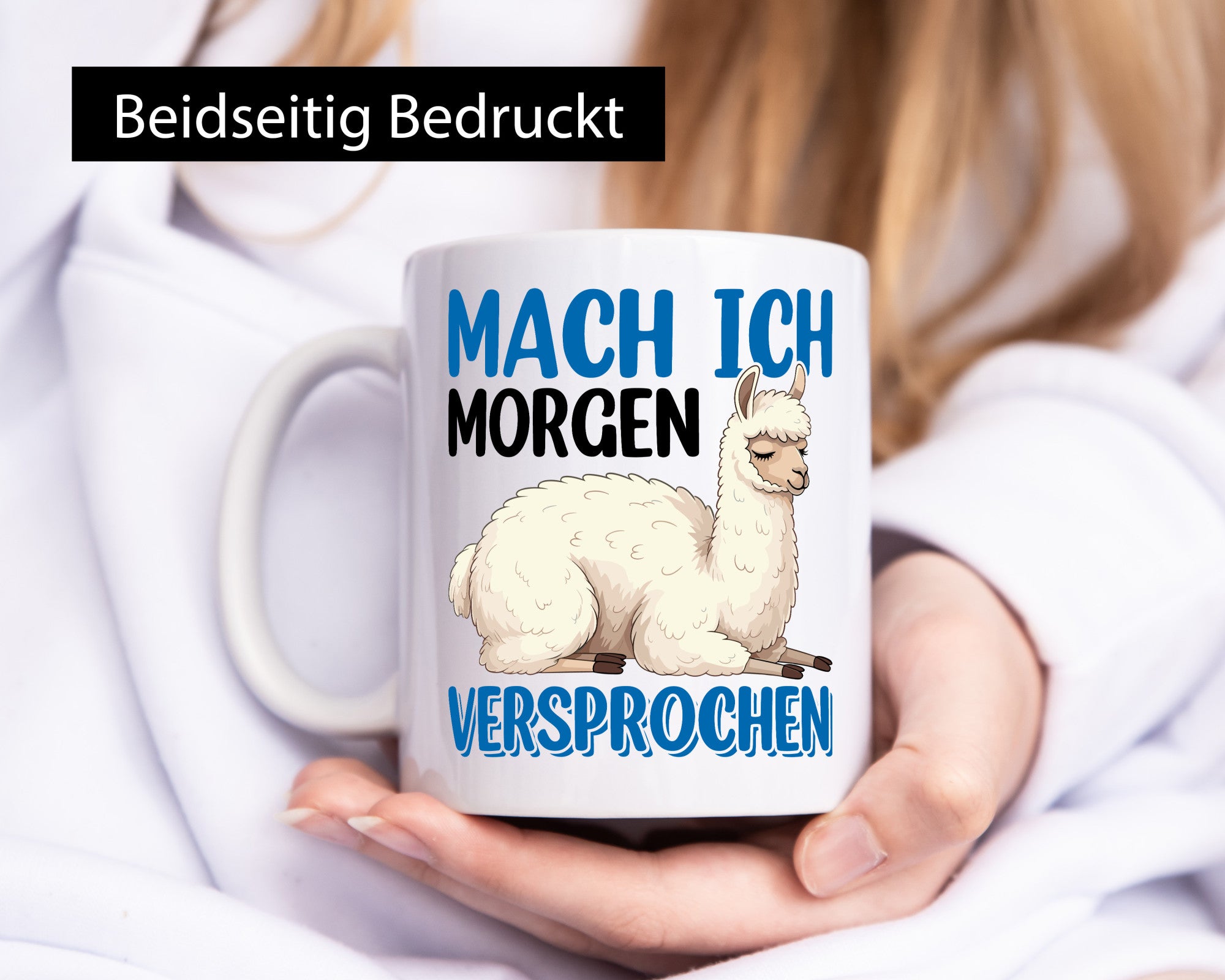 Mach ich morgen Versprochen | Lama Faul lustiger Spruch Geschenk Humor