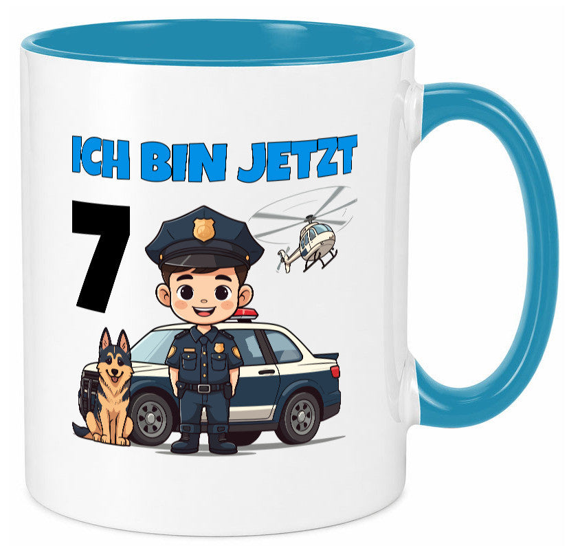 7. Geburtstag | 7 Jahre Polizei Kind Polizeiauto Humor Geschenkidee Tasse