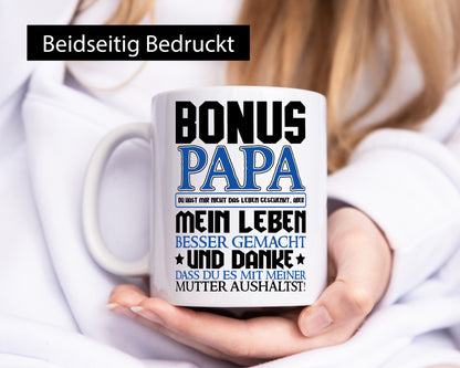 Bonus Papa lustiger Spruch Geschenk Humor Geschenkidee Tasse