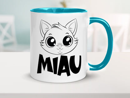 Miau | Katze Geschenkidee Tierliebhaber Humor Tasse