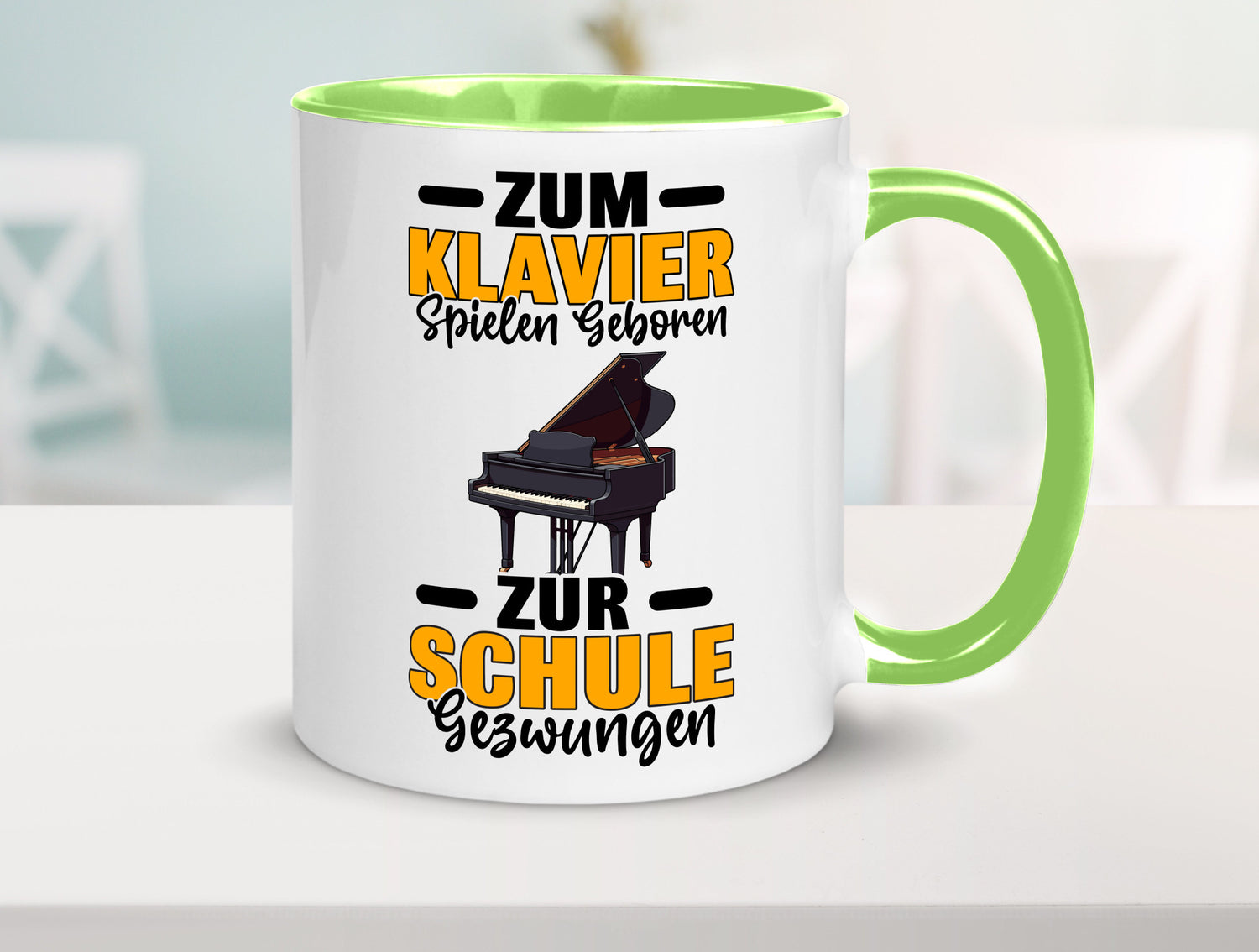 Zum Klavier spielen geboren zur Schule gezwungen v2 lustiger Spruch Geschenk