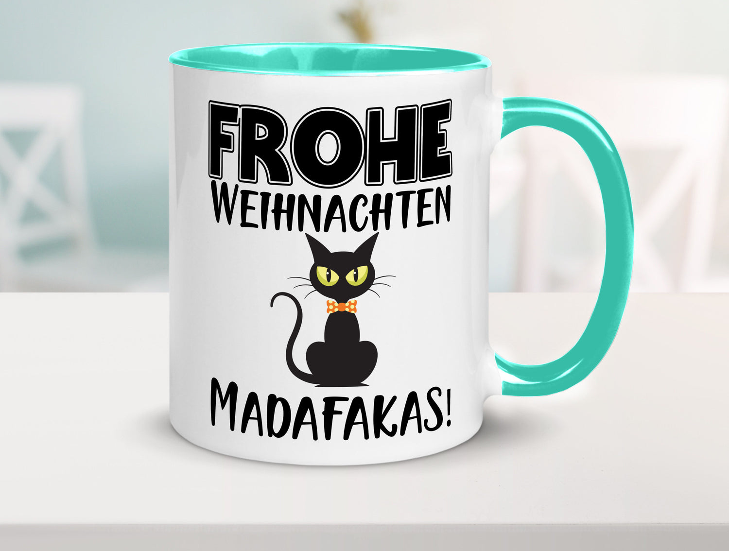Frohe Weihnachten Madafakas! | Katze Tasse Vintage lustiger Spruch Geschenk