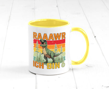 6. Geburtstag | 6 Jahre rarrrr ich bin Dinosaurier Humor Geschenkidee Tasse