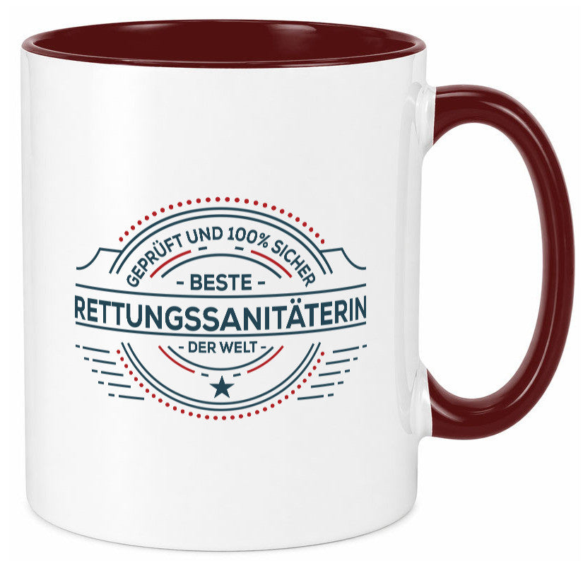 Geprüft und sicher: Rettungssanitäterin | Sanitäter Geschenkidee Humor Tasse